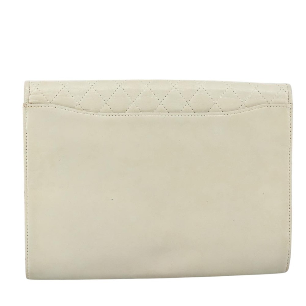 SAINT LAURENT Clutch Bag Leather White Auth bs21008 - Picture 2 of 16